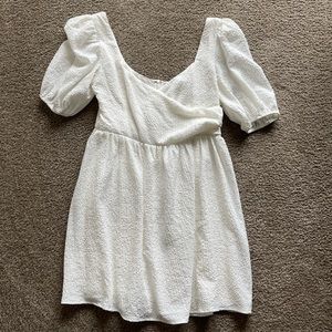 Lulu’s Little Bit in Love White Surplice Puff Sleeve Mini Dress